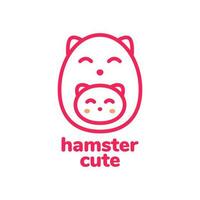 hamster little pets cute simple lines minimal mascot cartoon logo vector icon illustration