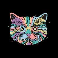 cat art colorful abstract pets head modern mascot logo vector icon illustration