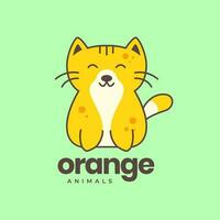 orange cat pets sit cute mascot cartoon colorful modern logo vector icon illustration