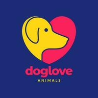 dog lover pets heart colorful modern simple modern mascot logo vector icon illustration