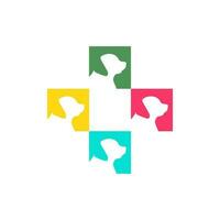 dog pets care medical clinic veterinarian colorful modern minimal mascot logo vector icon illustration
