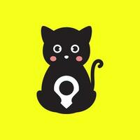 cat kitten pets pet shop pin map location store market cute mascot cartoon logo vector icon illustration