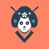 japanese woman ghost mascot culture traditional logo icon vector illustration