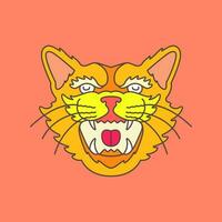 rugido Tigre antiguo bestia fauna silvestre selva vistoso mascota logo vector icono ilustración