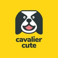 Cavalier King Charles Spaniel dog pets cute mascot cartoon colorful happy smile logo icon vector illustration