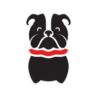 bulldog puppy dog cute mascot black simple cartoon minimal logo icon vector illustration