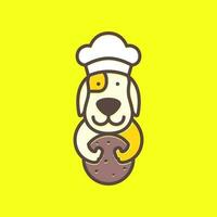 puppy dog pets chef cooking cuisine cookie taste modern mascot cartoon colorful logo icon vector illustration