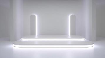 blank modern stage. futuristic podium for luxury product display presentation background. generative AI photo