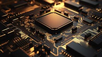 computer chip set with electronics motherboard. closed up and selective focus. photo