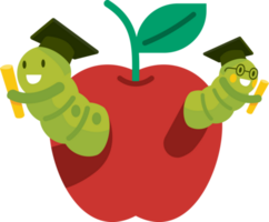 Back to School apple worm png