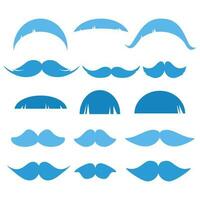 Set of different blue male mustaches vector