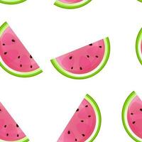 Seamless pattern of juicy watermelon slices on a white background vector