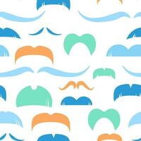 Seamless pattern of multi-colored mustaches on a white background vector