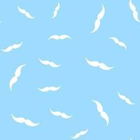 White mustache on blue background seamless pattern vector