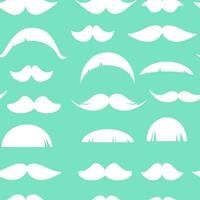 Seamless pattern of white different mustaches on a turquoise background vector