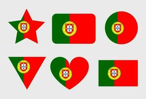 Portugal flag vector icons set of illustrations