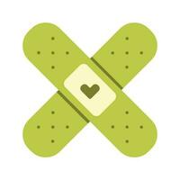 Flat cute illustration of band aid with a heart in doodle style. vector
