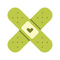 Flat cute illustration of band aid with a heart in doodle style. vector