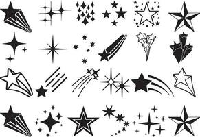 Yellow, gold, and orange sparkles symbols vector. The set of original vector stars sparkle icons. Bright fireworks, decoration twinkle, shiny flash. Glowing light effect stars and bursts collection.