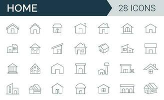 House and home icon set vector. Collection of houses related line icons vector