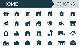 House and home icon set vector. Collection of houses related solid icons vector