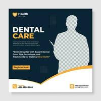 Dental care social media post template. vector