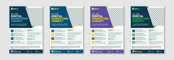 Professional unique creative modern trendy corporate multipurpose minimal official business advertising magazine poster flyer with different color variations. vector