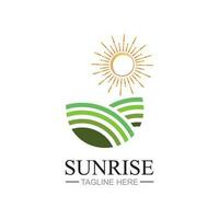 Sunrise logo template. Vector illustration Icon Logo Template Sun over horizon