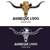 barbeque skull logo vector