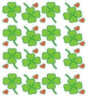 Clover and hearts pattern flat color,cartoon style. vector