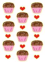 Chocolate cupcake pattern cartoon style. vector