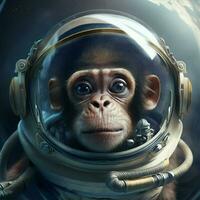 monkey on planet in astronaut suit photo