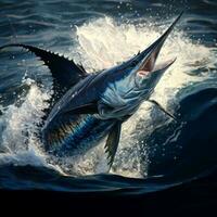 blue marlin fly in the sea photo