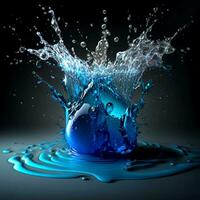 Splash , Fresh Drop In Water blue transparant light, photo