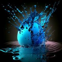 Splash , Fresh Drop In Water blue transparant light, photo