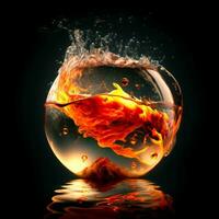 Fiery sphere in water photo