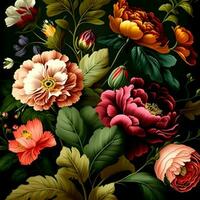 retro floral wallpaper realistic photo