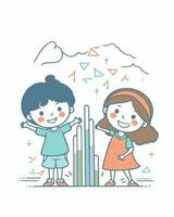kids and graphs vector