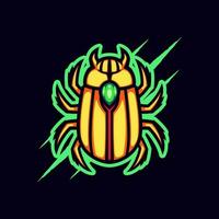 Ancient Egyptian Amulet Gold Beetle Mascot vector