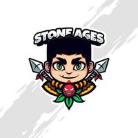 Stone Age Boy with Two Hunter Spears Mascot vector