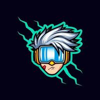 futurista azul lentes metaverso chico avatar mascota juego de azar vector