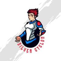 Red Haired Lady on Clean Suit Silver Cyclone vector