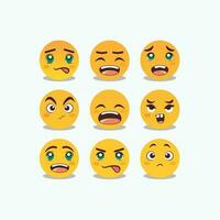 Yellow emoticons set funny face vector