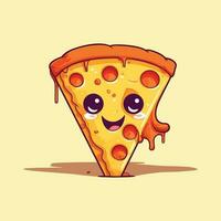 Dripping yellow cheese on a pizza slice with pepperoni vector