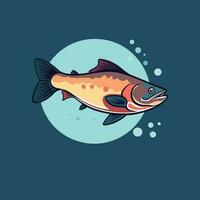 Salmon fish vector illustrations on blue background