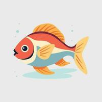 Red fish. Hand drawn colored sketch vector