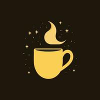 Vector boho coffee and tea celestial icon - star and moon gold logo