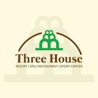 Tres casa logo recurso logo vector