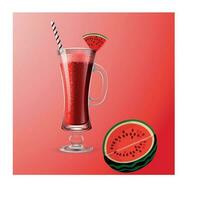 vector art watermelon juice with watermelon slice and a colorful background