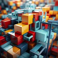 Colorful 3D Geometric Abstract Glossy Matte Multiple Shaped Elegant Background Wallpaper photo